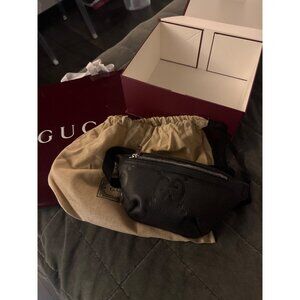 New Gucci GG Jumbo Small Belt Bag Black Leather With Dust Bag & Box